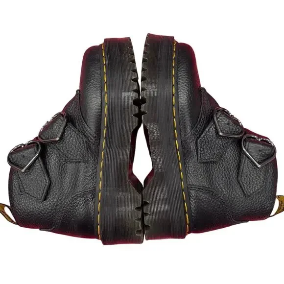Dr. Martens Devon Heart Buckle Leather Platform Boots Black, Size US 6 - Picture 7 of 11